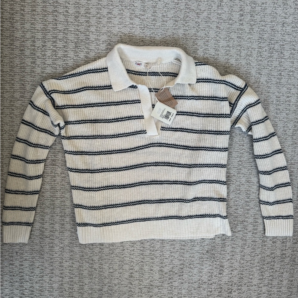 Faherty Linen Polo Sweater Medium
